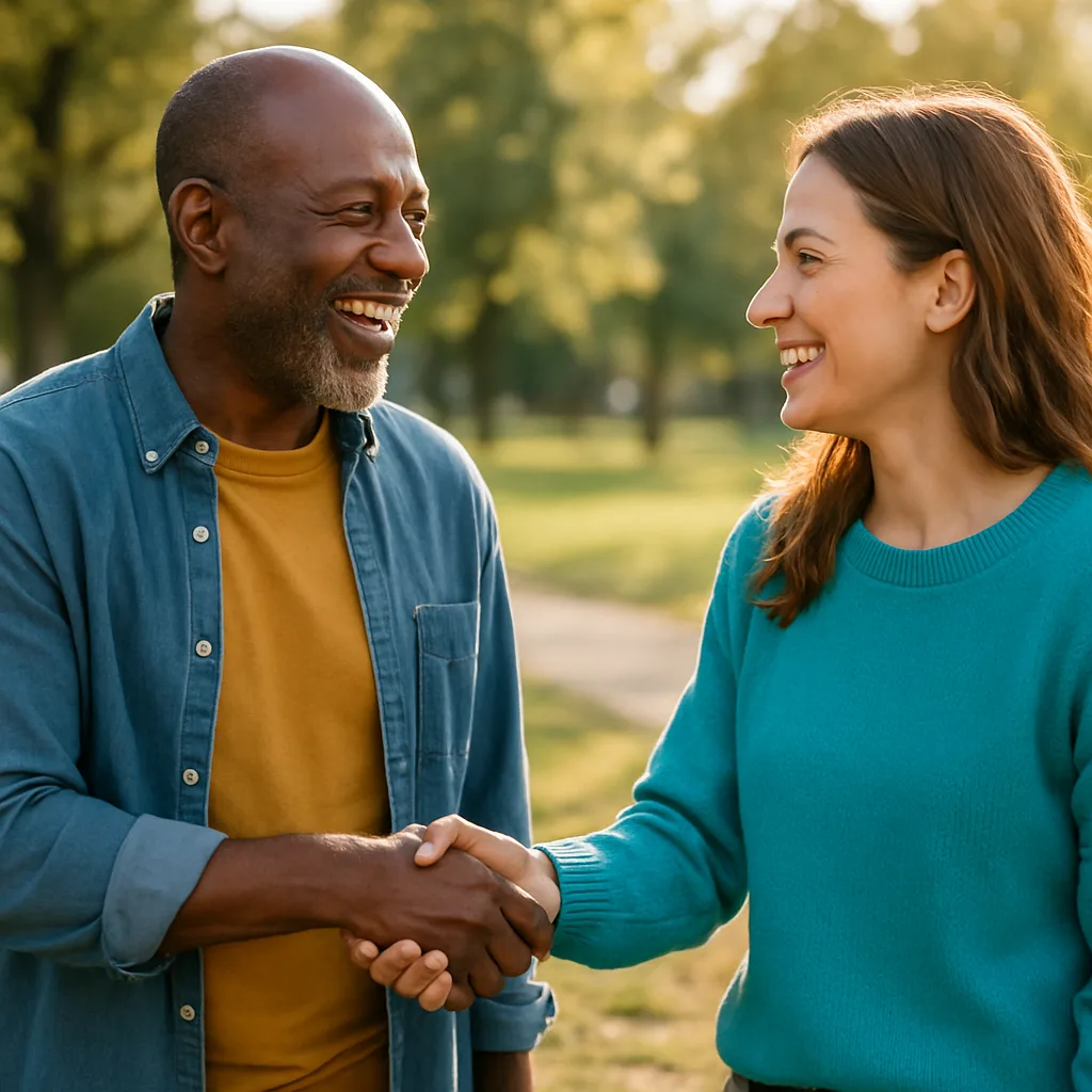 Two people meeting at a local park — genuinely local Isle Of Wight dating