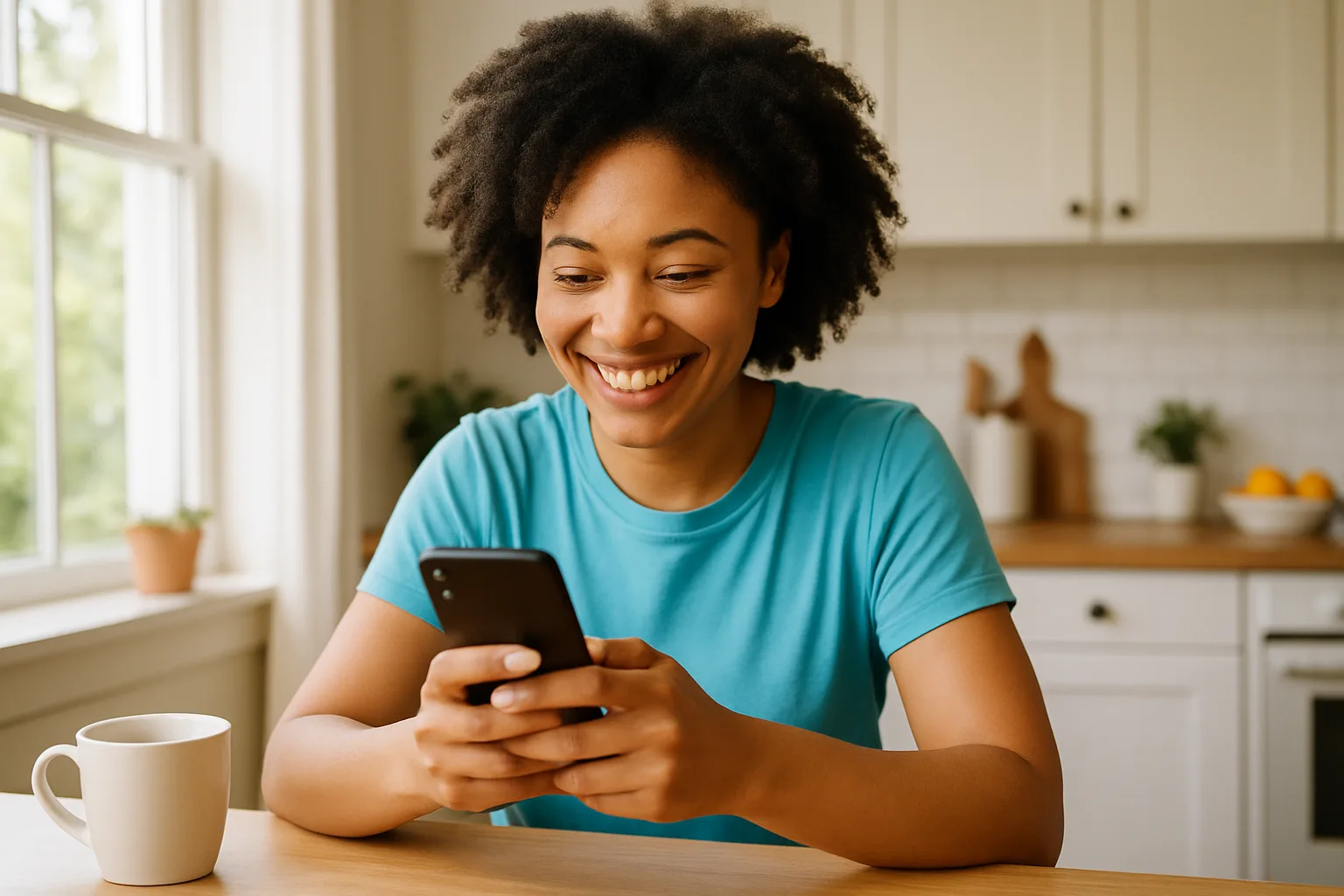 Person smiling while messaging on a smartphone — start dating in Isle Of Wight